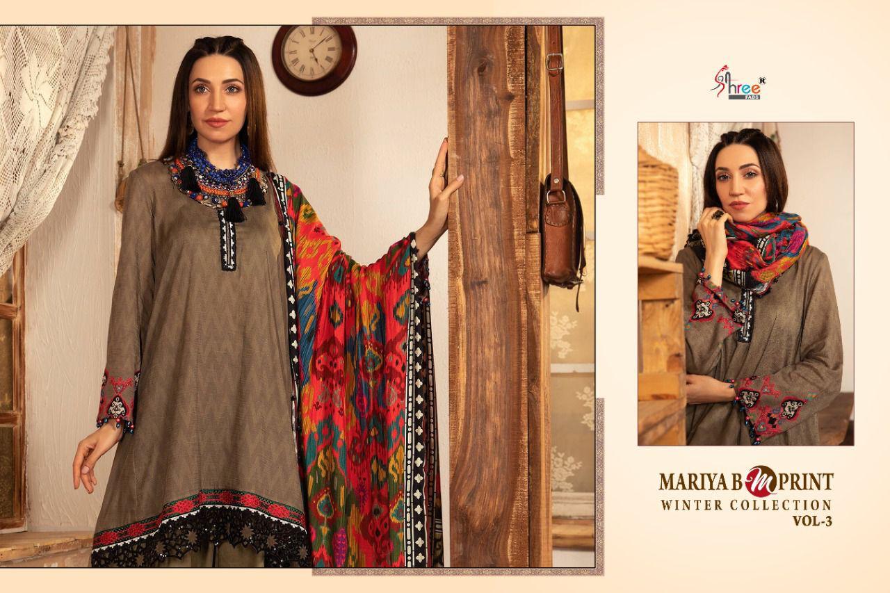 shree fab mariya b m print winter collection 03 pashmina regal look salwar suit catalog