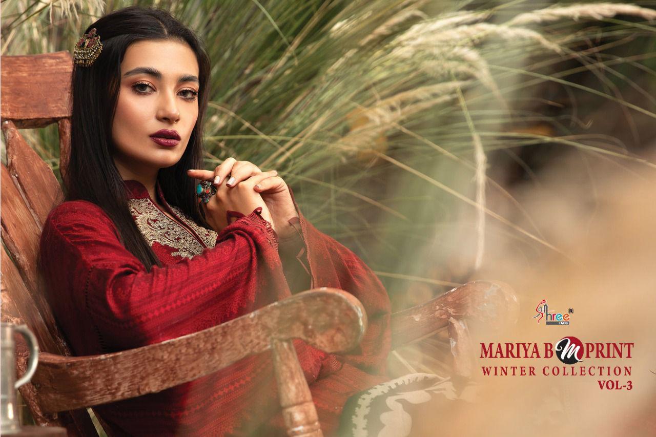 shree fab mariya b m print winter collection 03 pashmina regal look salwar suit catalog