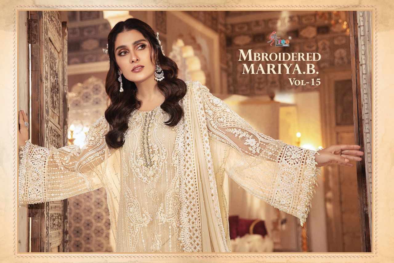 shree fab mbroidered mariya b vol 15 organja catchy look salwar suit catalog