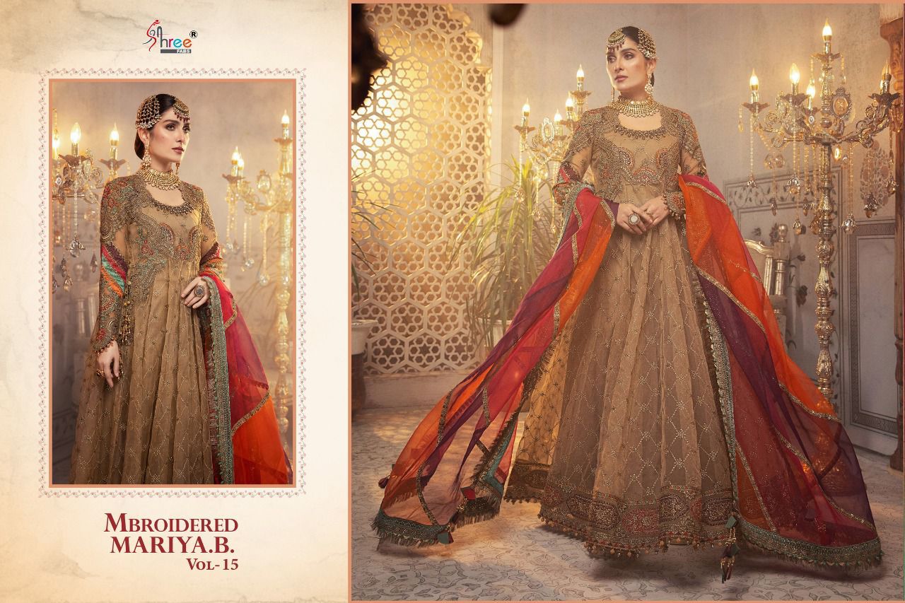 shree fab mbroidered mariya b vol 15 organja catchy look salwar suit catalog