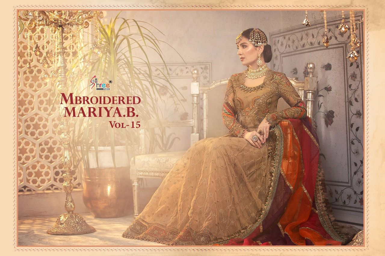 shree fab mbroidered mariya b vol 15 organja catchy look salwar suit catalog