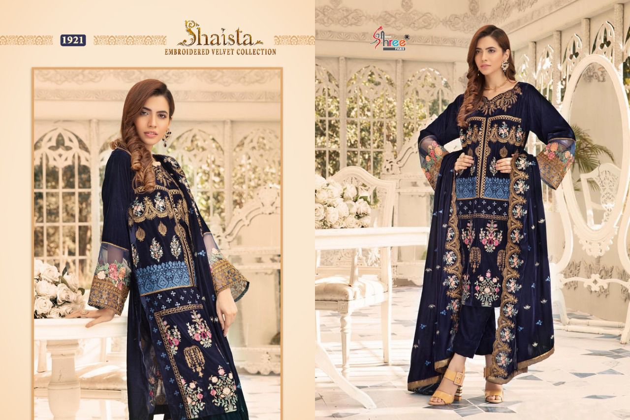 shree fab shaista embroidered velvet collection velvet gorgeous look salwar suit catalog