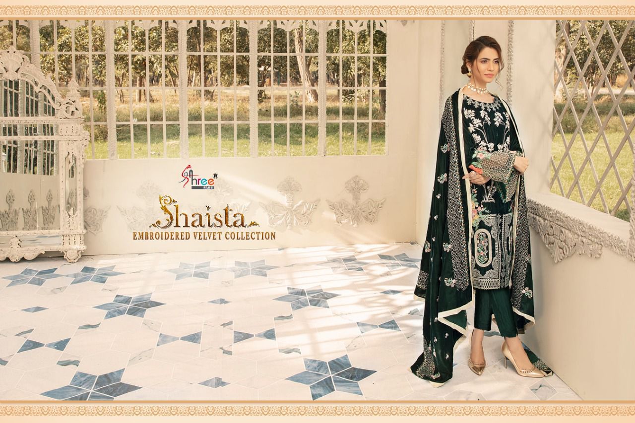 shree fab shaista embroidered velvet collection velvet gorgeous look salwar suit catalog