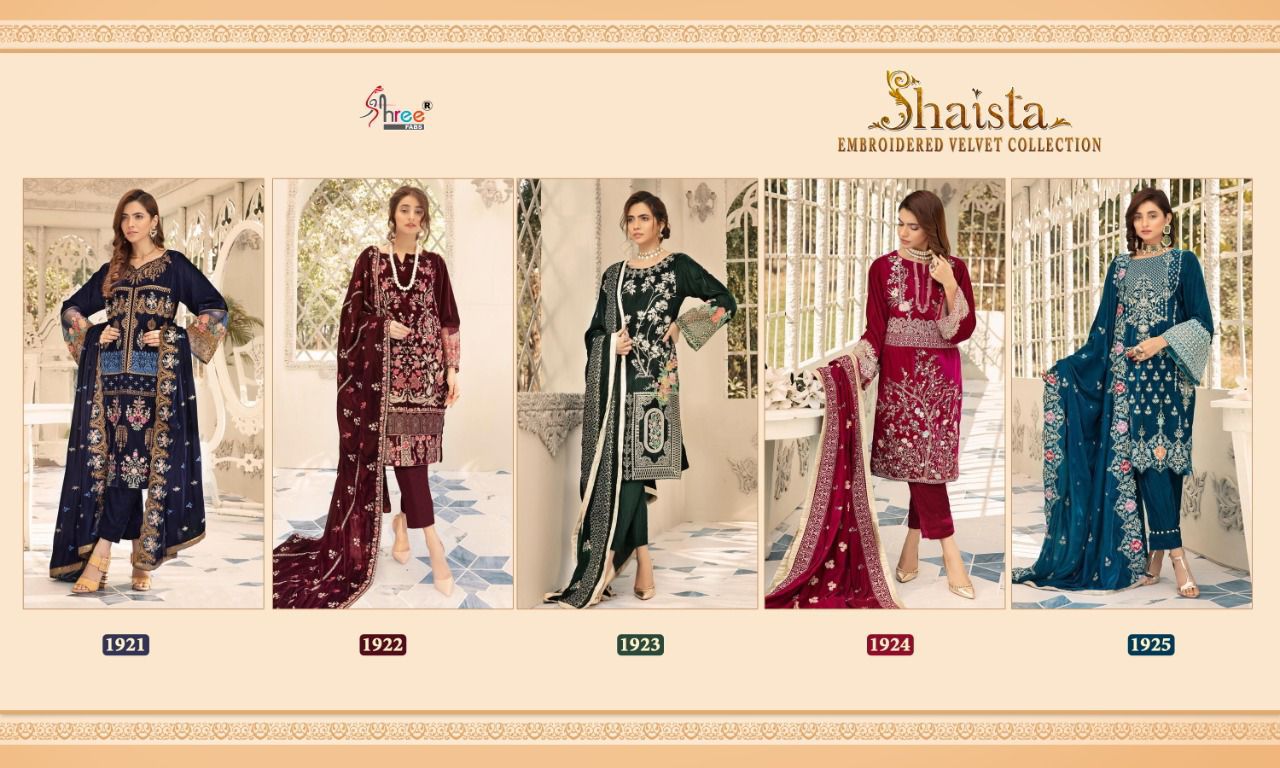 shree fab shaista embroidered velvet collection velvet gorgeous look salwar suit catalog