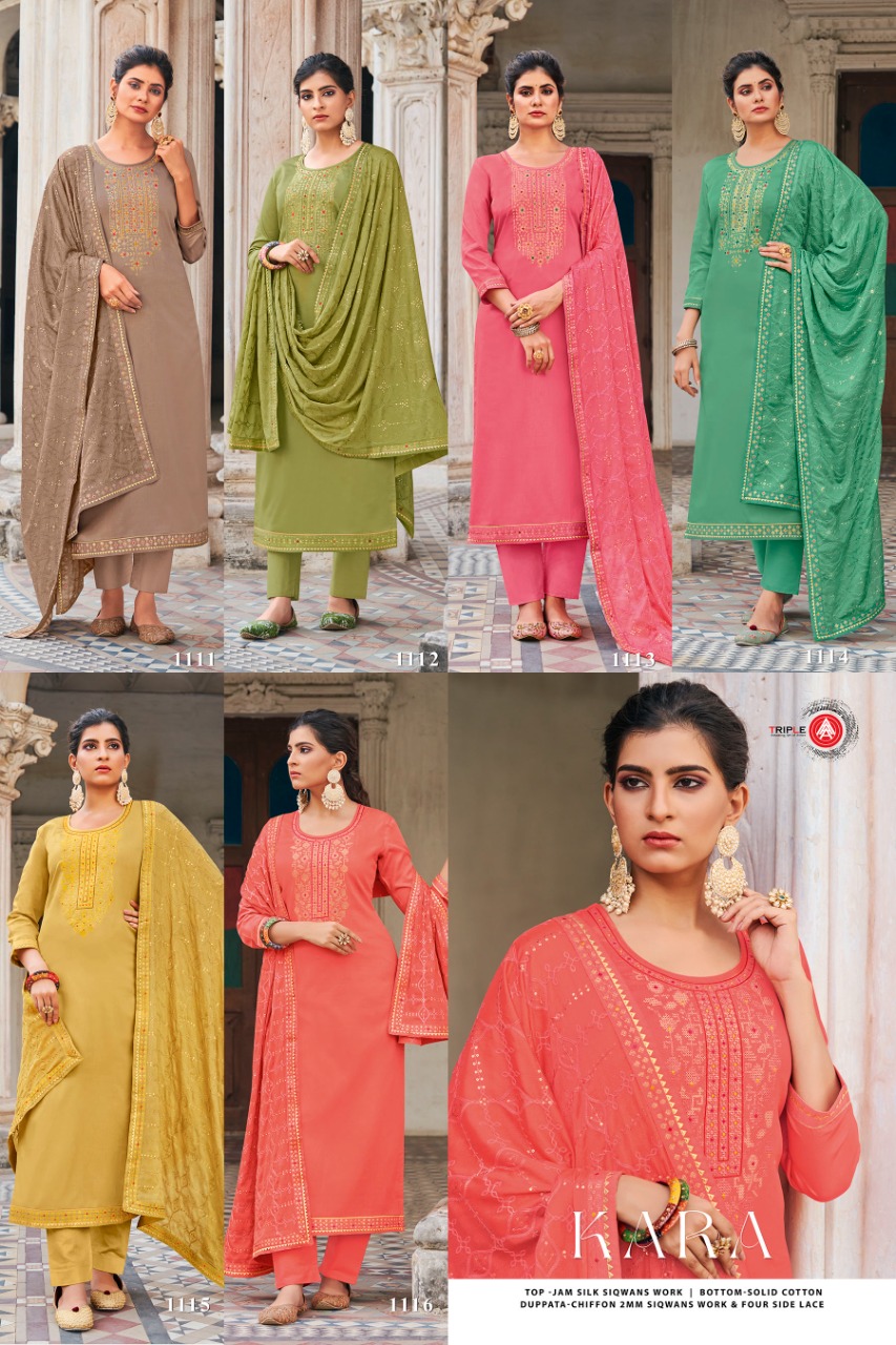 triple aaa kara silk regal look salwar suit catalog