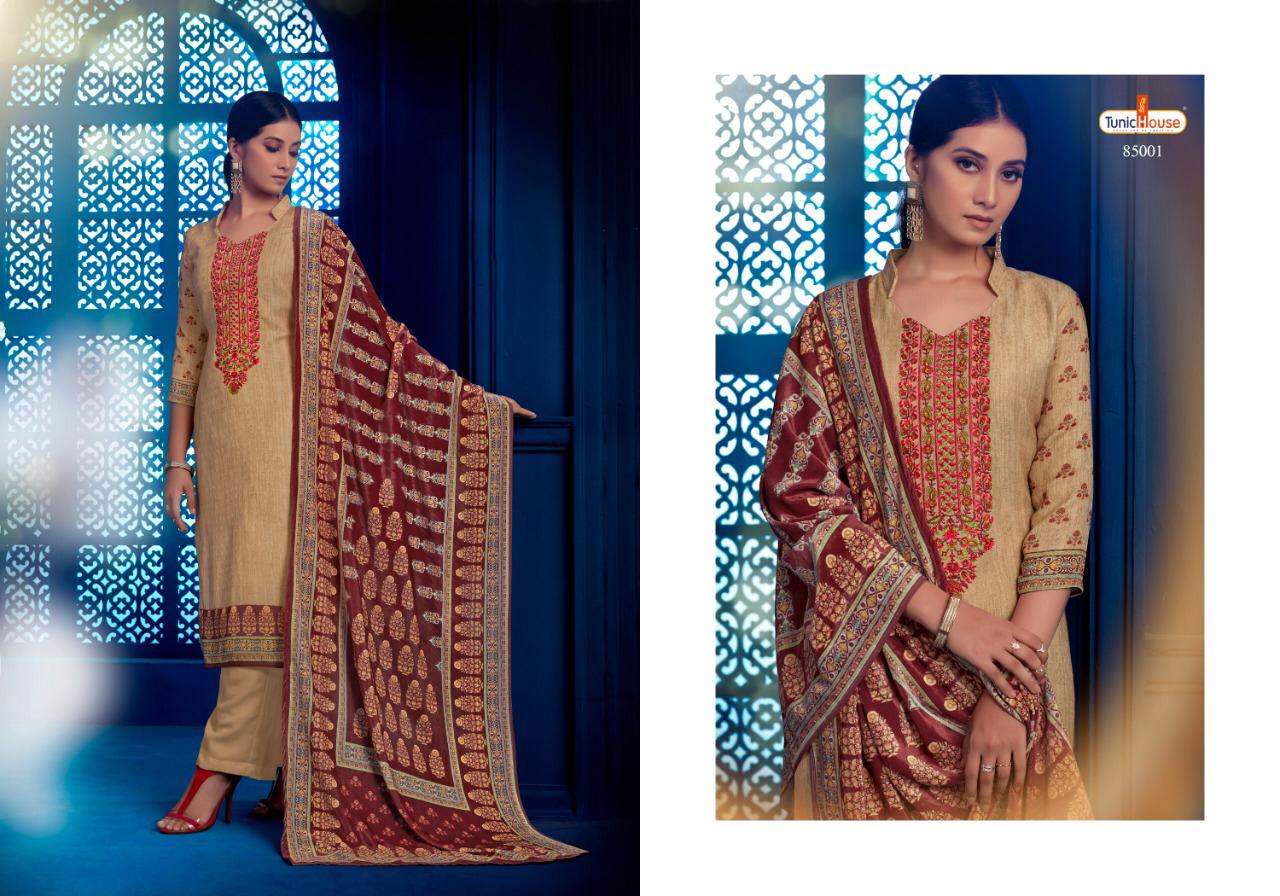 tunic house gulfam pashmina exclusive print salwar suit catalog