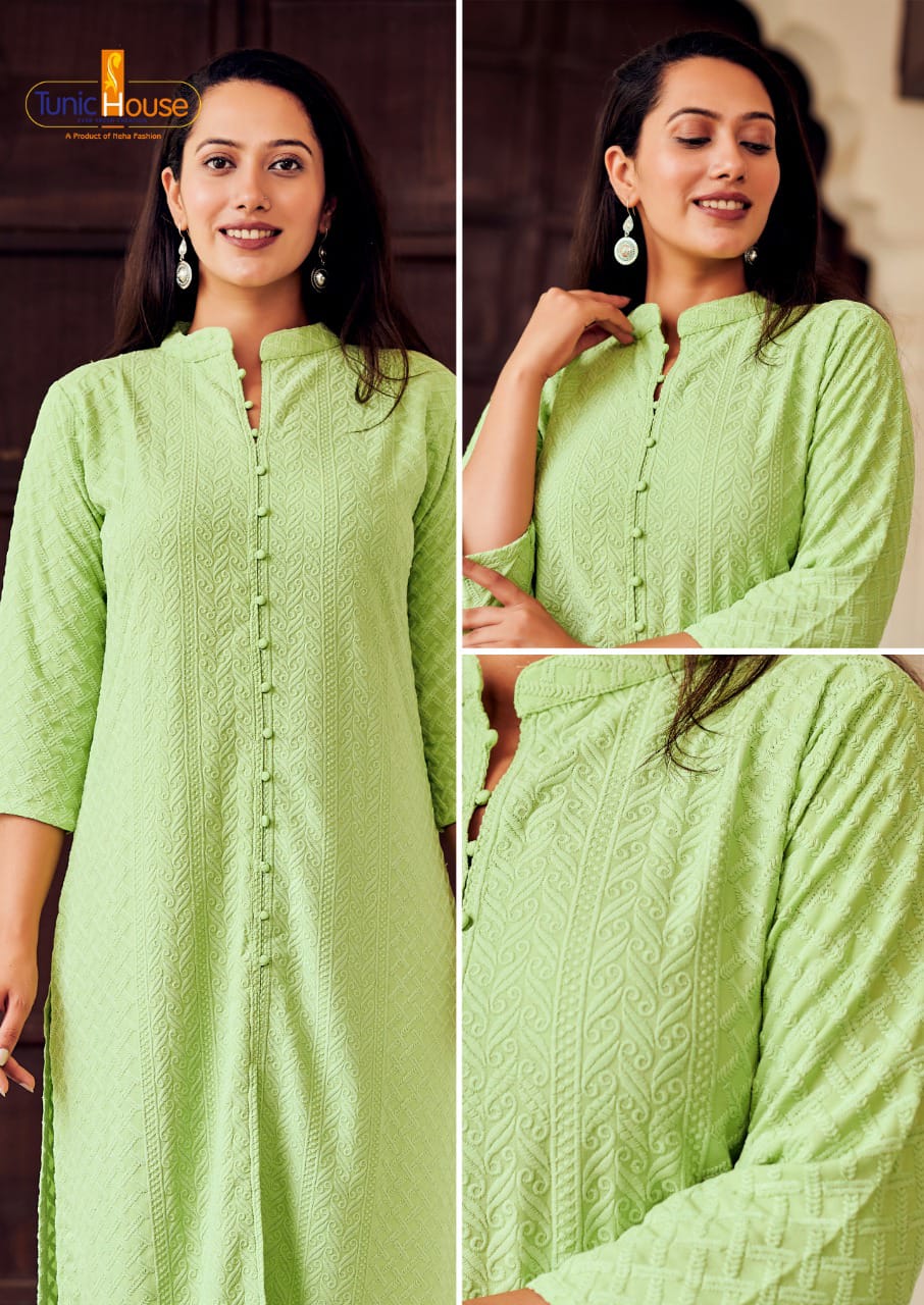 tunic house lucknowi viscouse decent look top size set