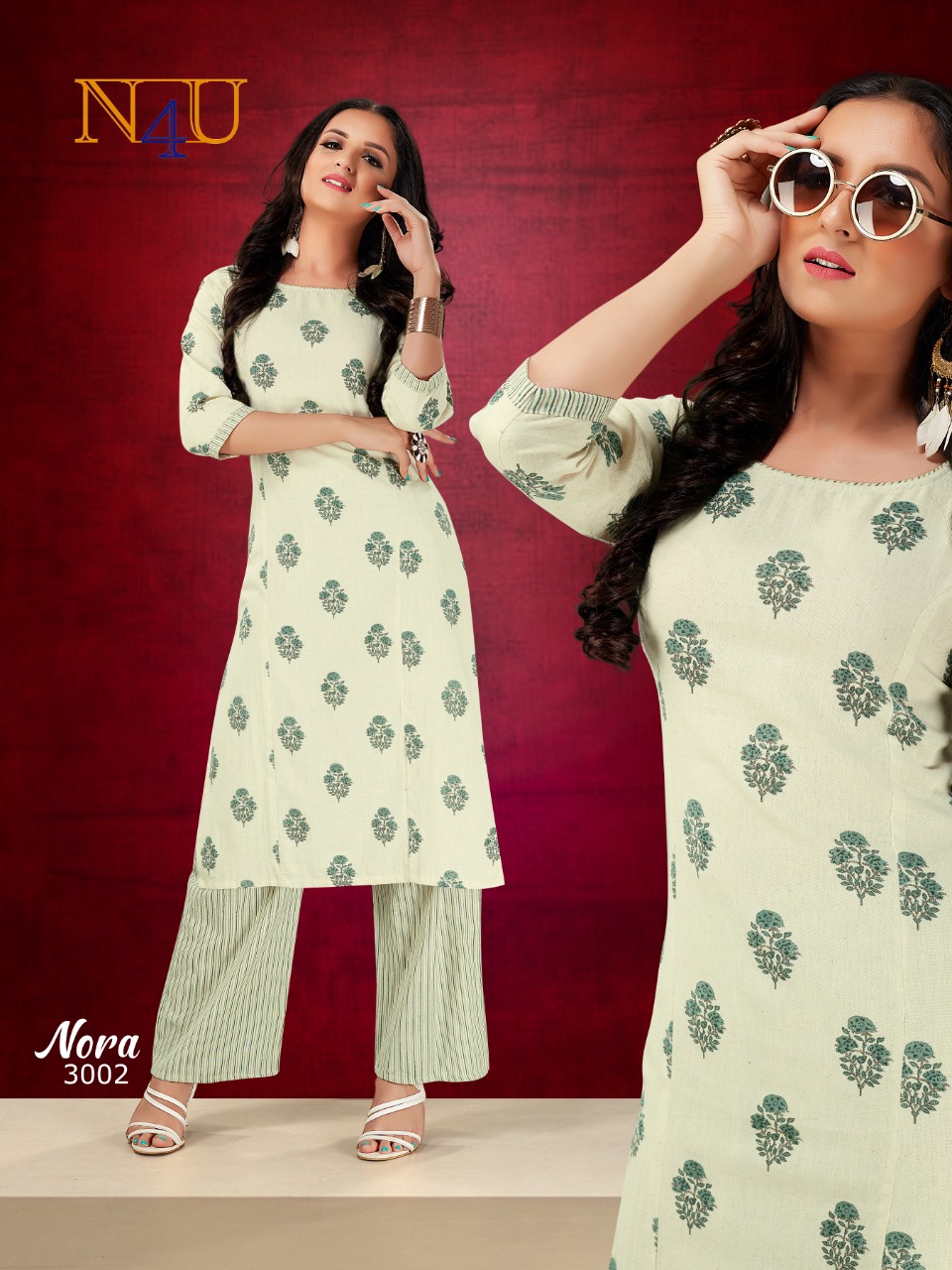 tunic house nora handloom cotton classic trendy look kurti with plazzo catalog