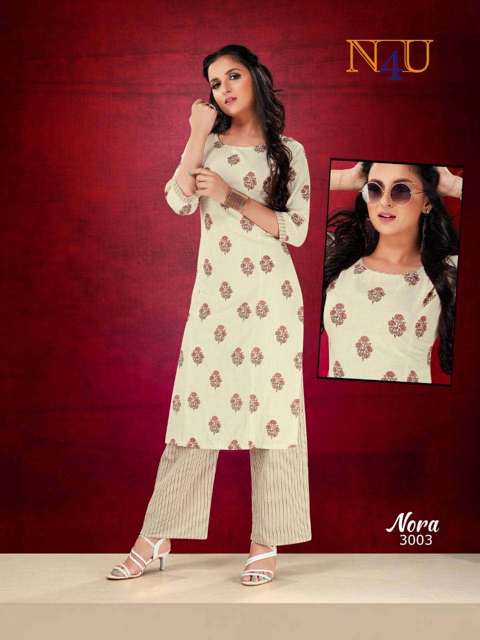 tunic house nora handloom cotton classic trendy look kurti with plazzo catalog