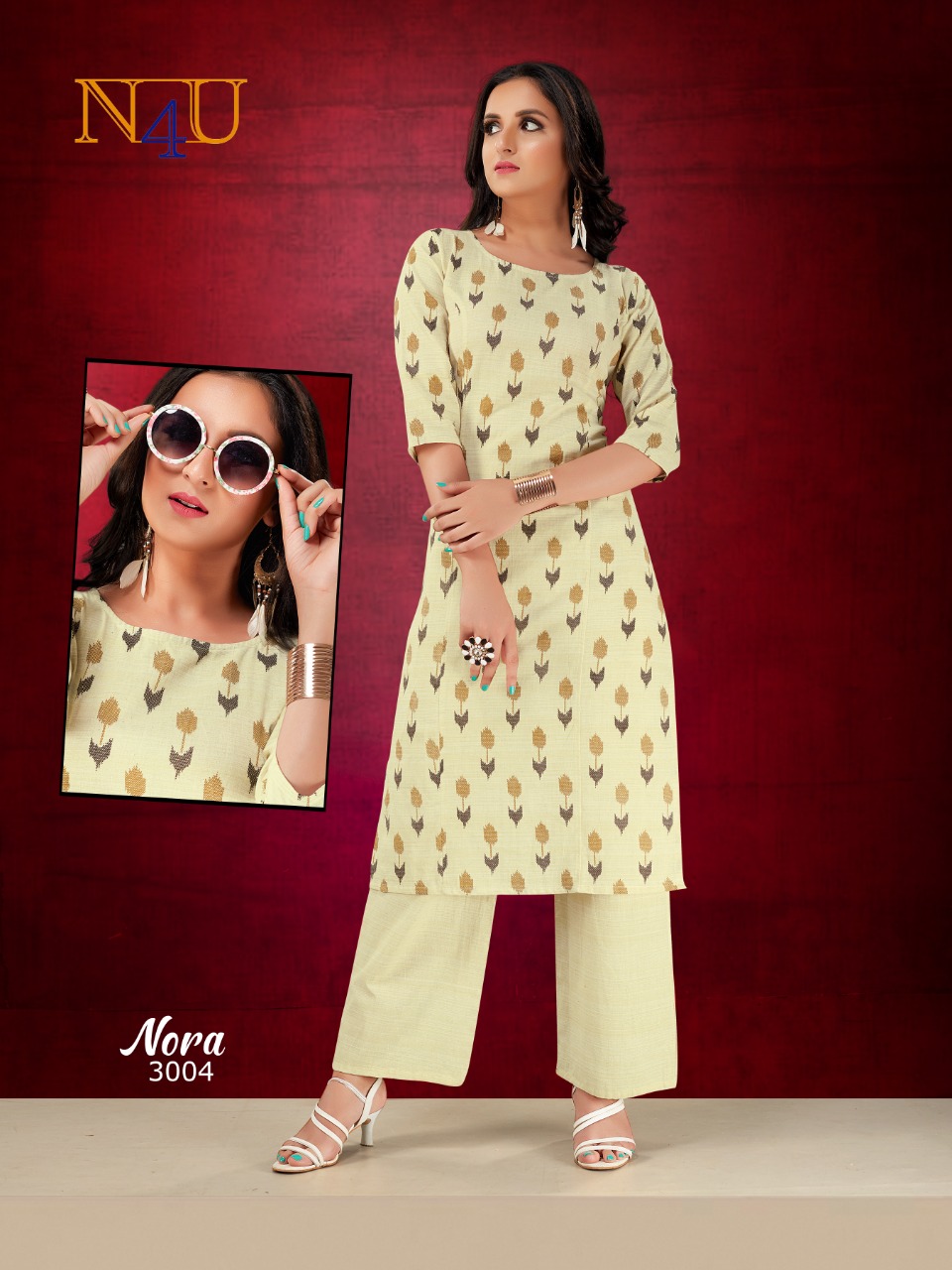 tunic house nora handloom cotton classic trendy look kurti with plazzo catalog