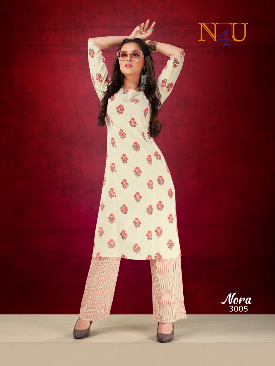 tunic house nora handloom cotton classic trendy look kurti with plazzo catalog