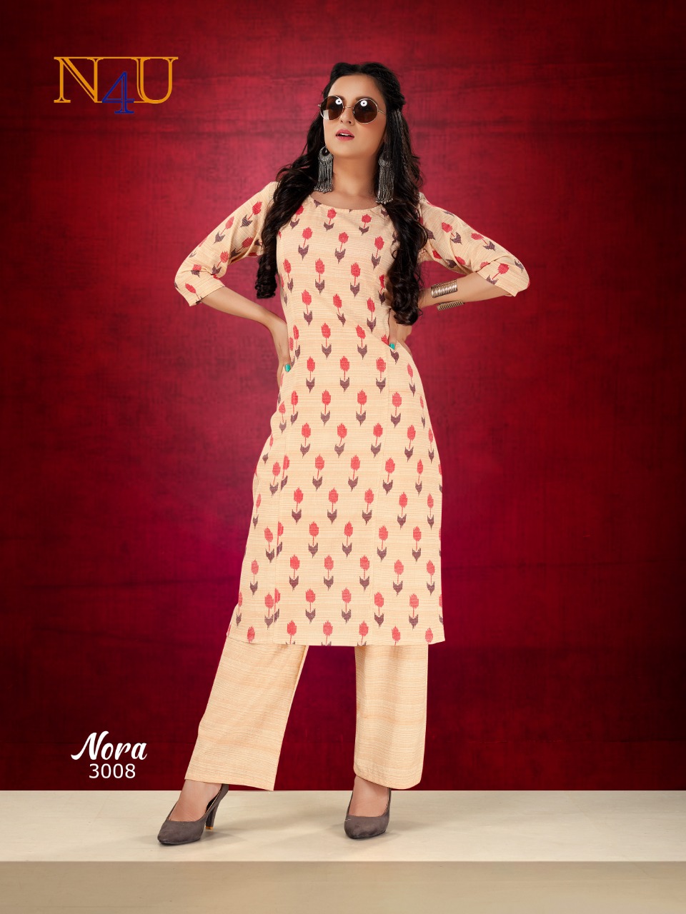 tunic house nora handloom cotton classic trendy look kurti with plazzo catalog