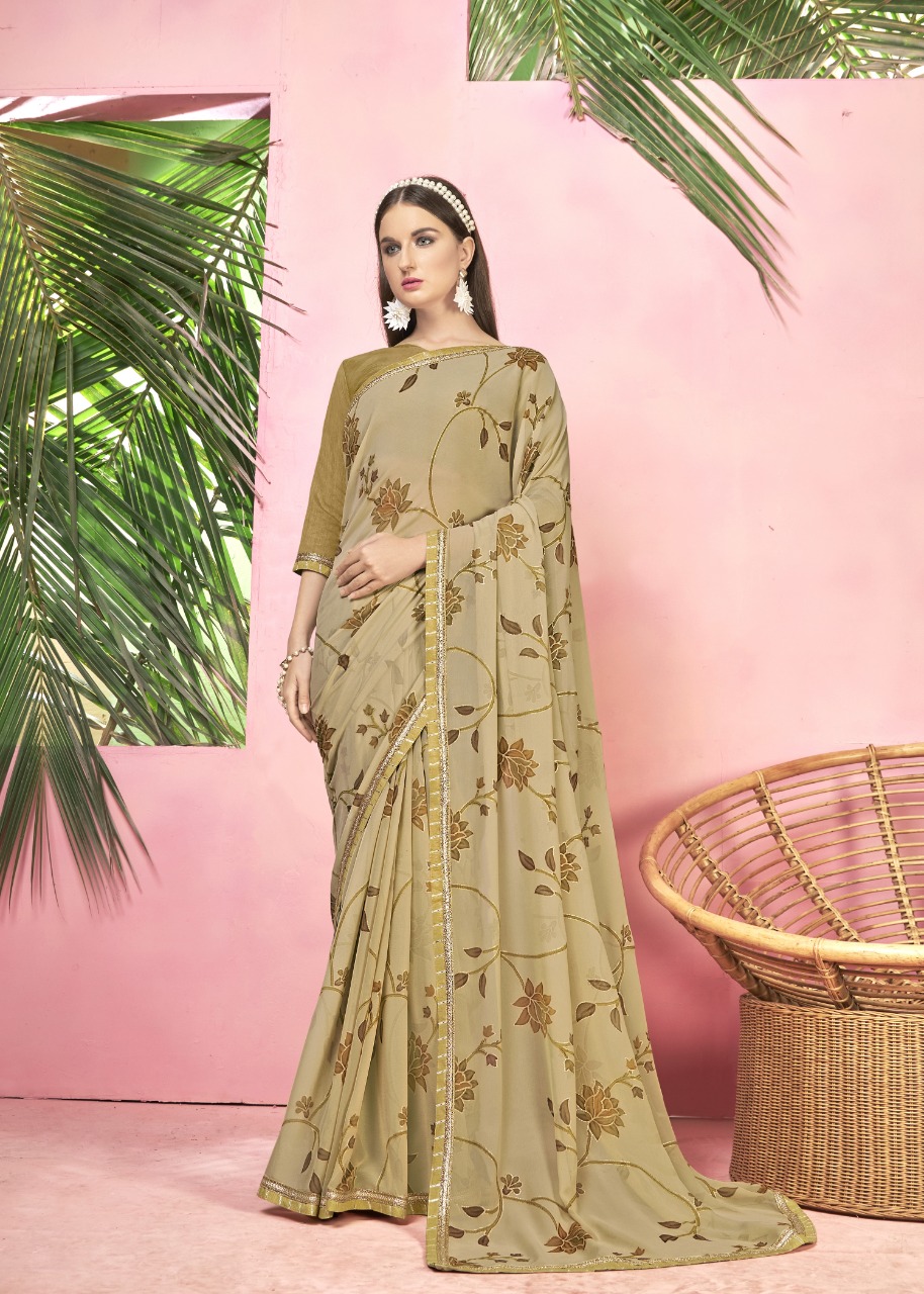 vallabhi print barfi georgette exclusive print saree catalog