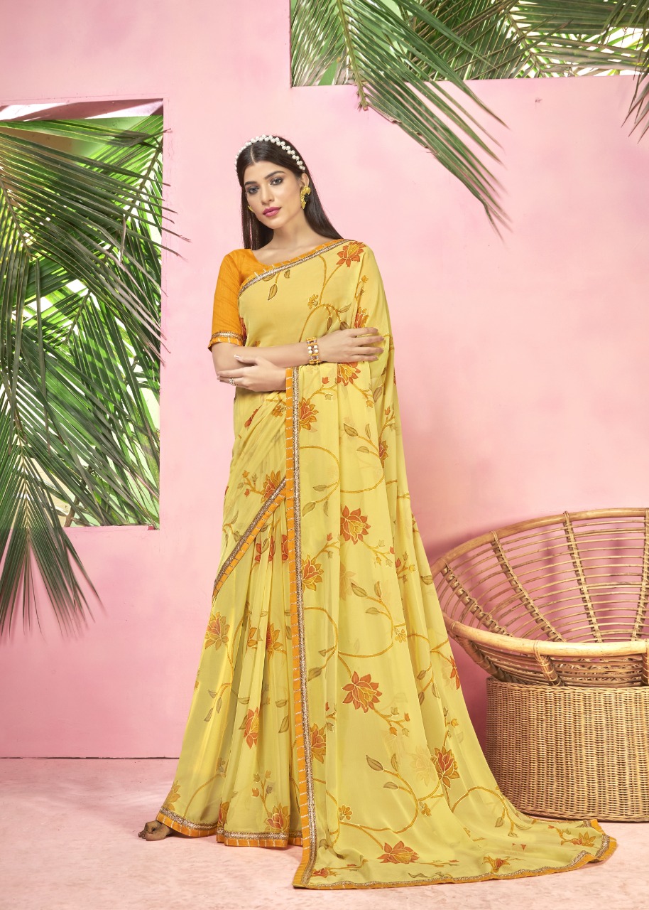 vallabhi print barfi georgette exclusive print saree catalog