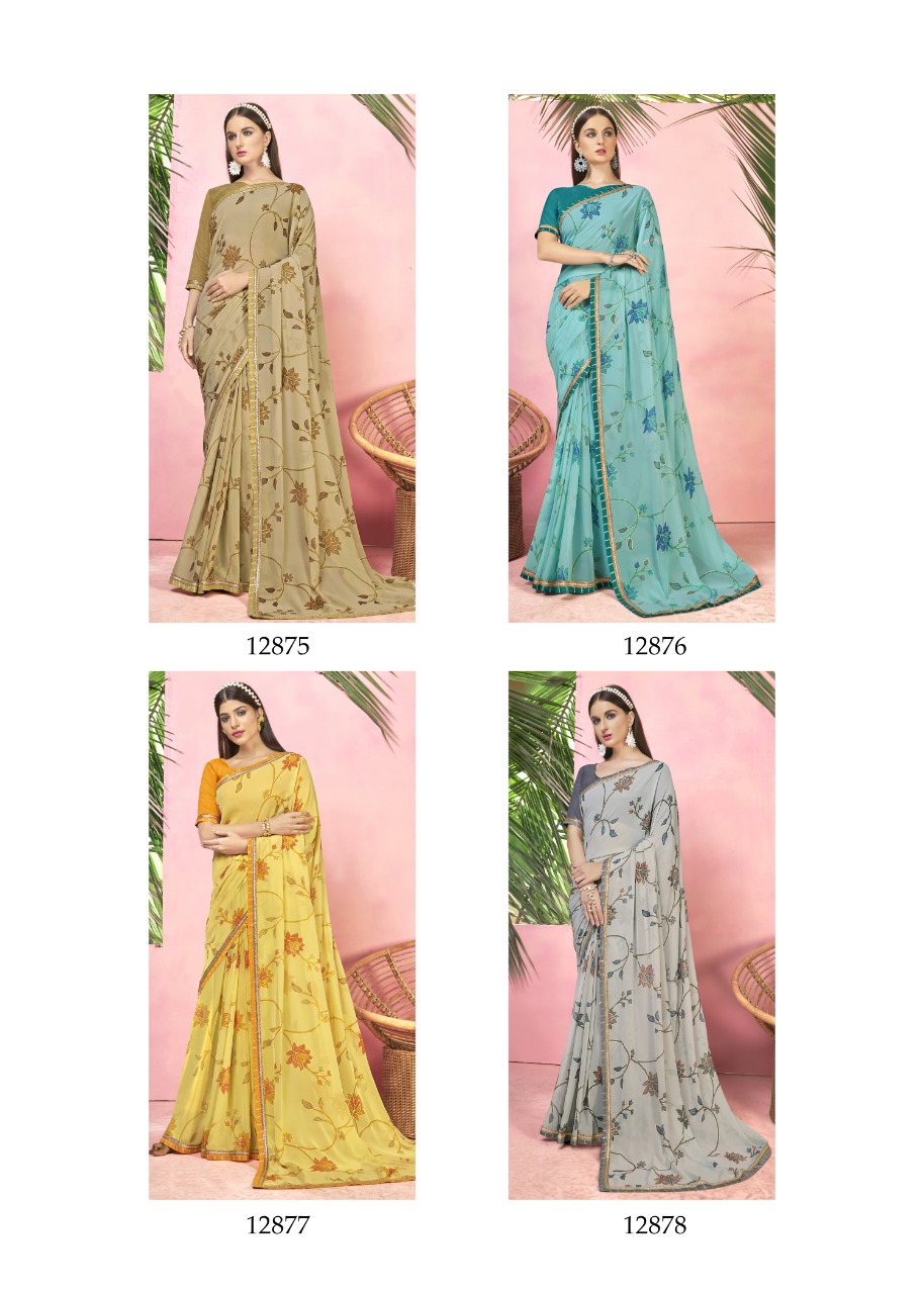 vallabhi print barfi georgette exclusive print saree catalog