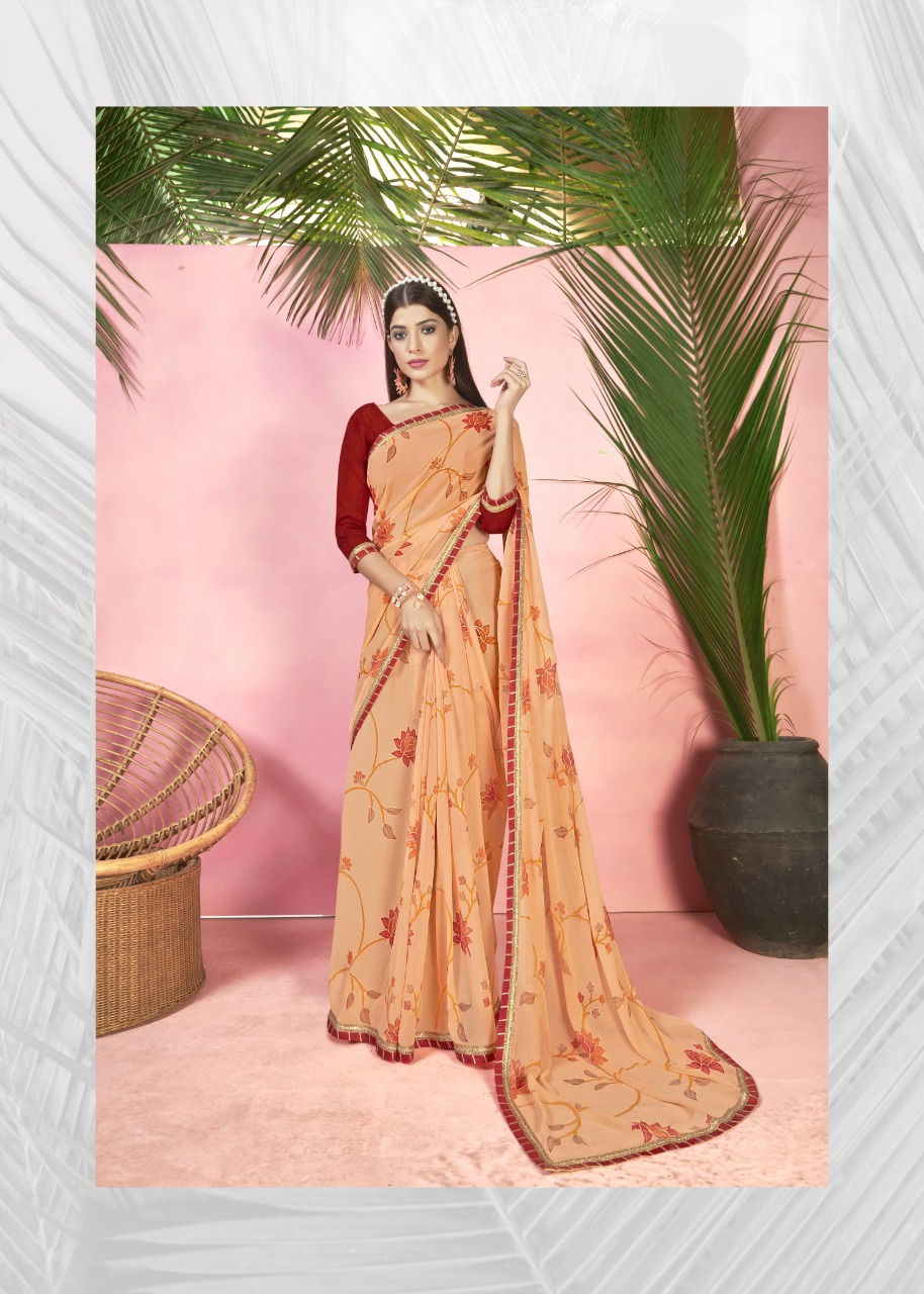 vallabhi print barfi georgette exclusive print saree catalog