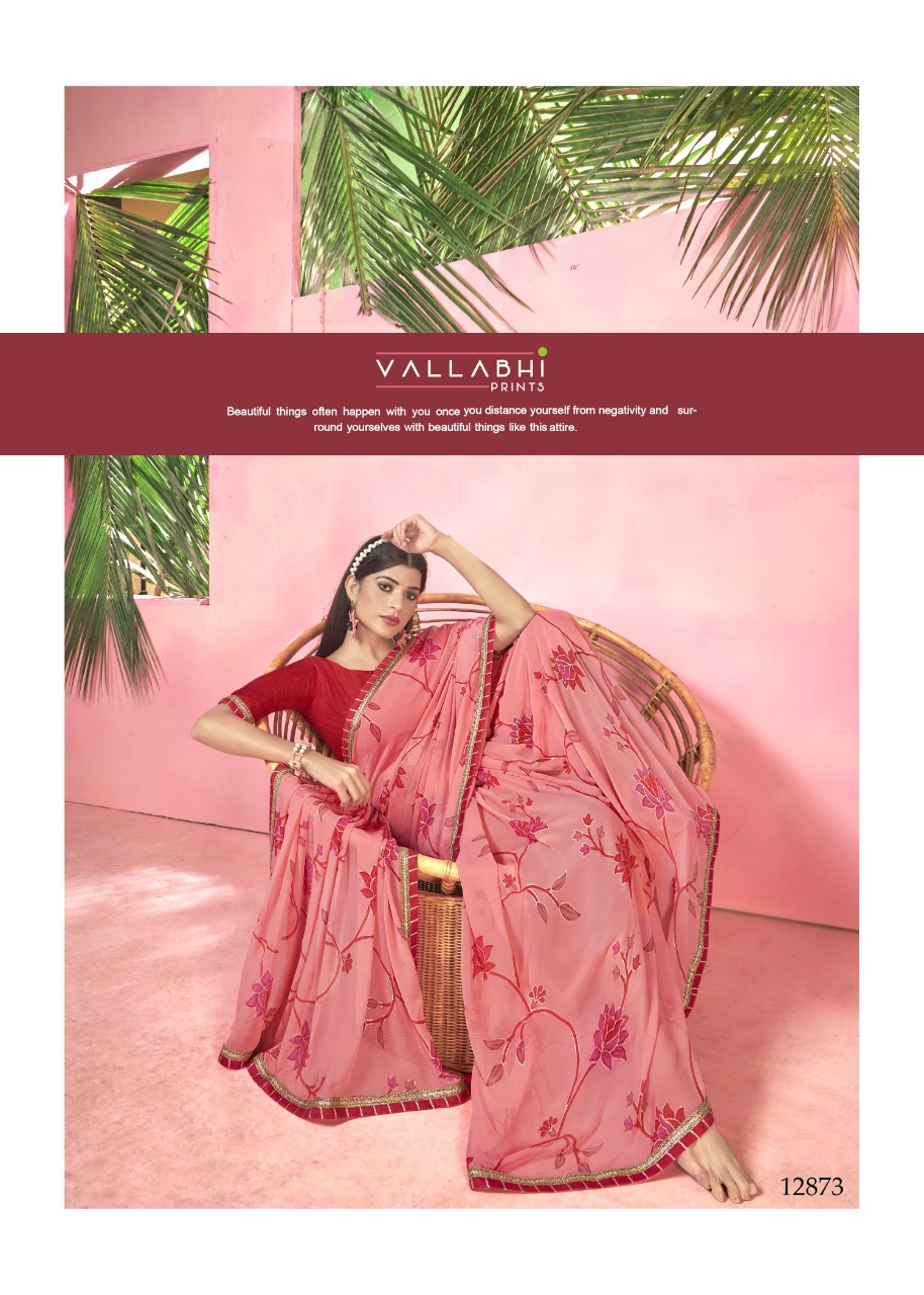 vallabhi print barfi georgette exclusive print saree catalog