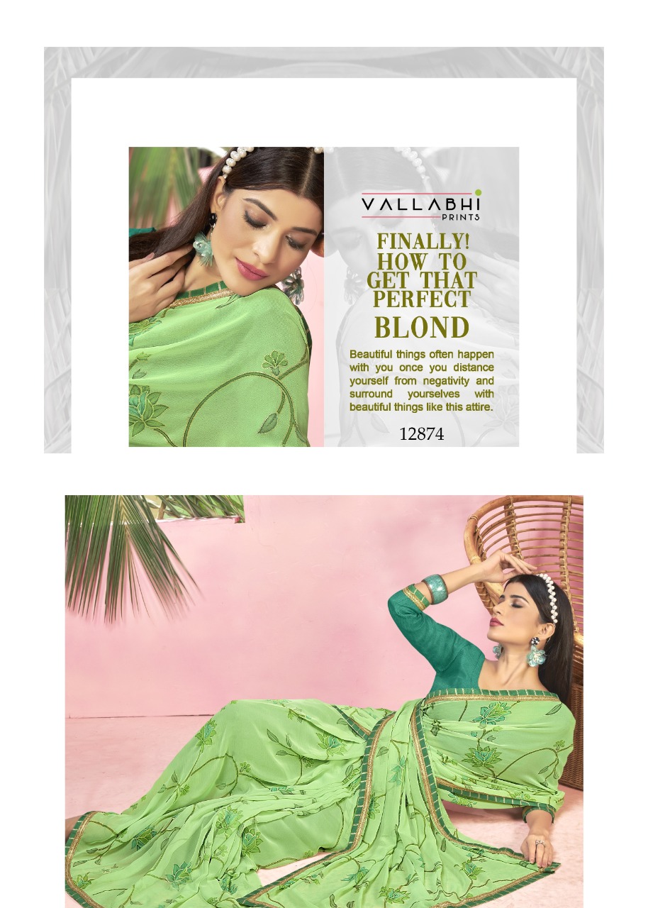 vallabhi print barfi georgette exclusive print saree catalog