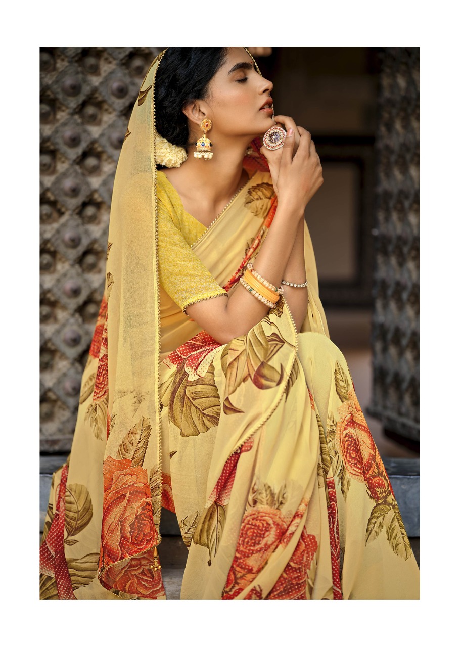 vallabhi print bright georgette attractive print saree catalog