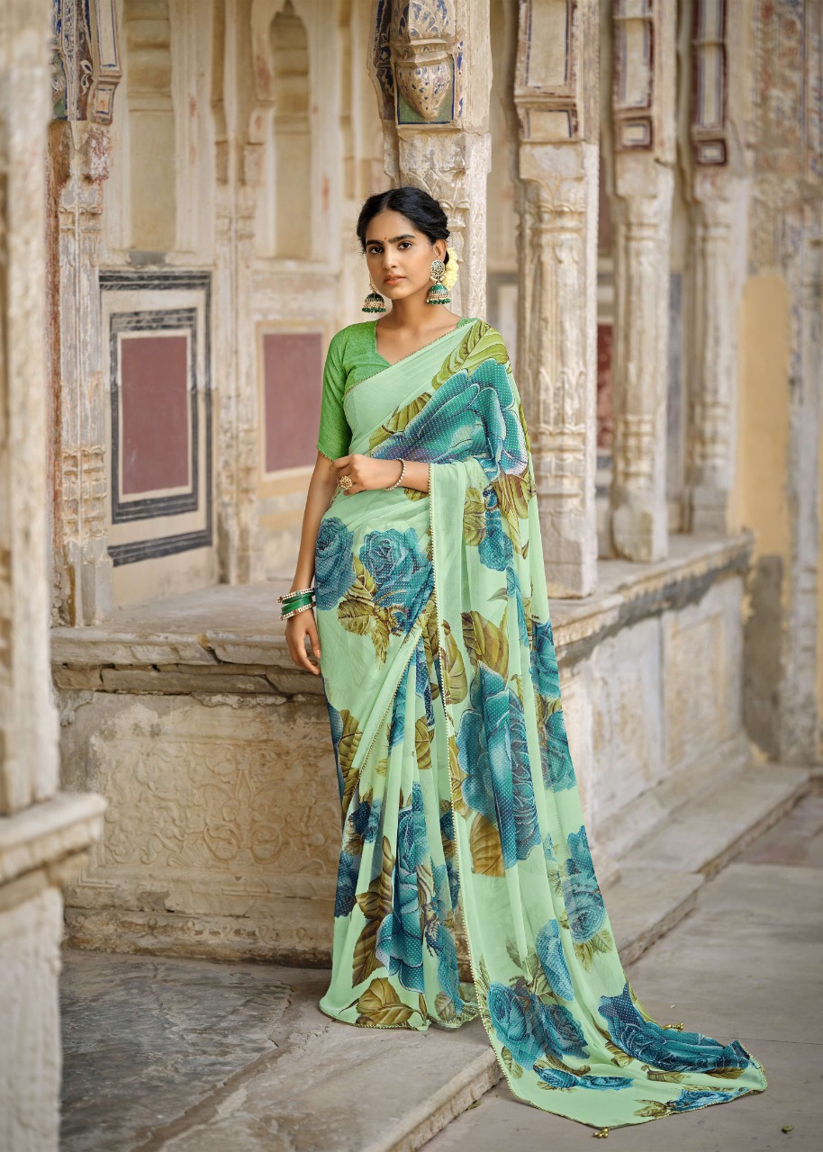 vallabhi print bright georgette attractive print saree catalog