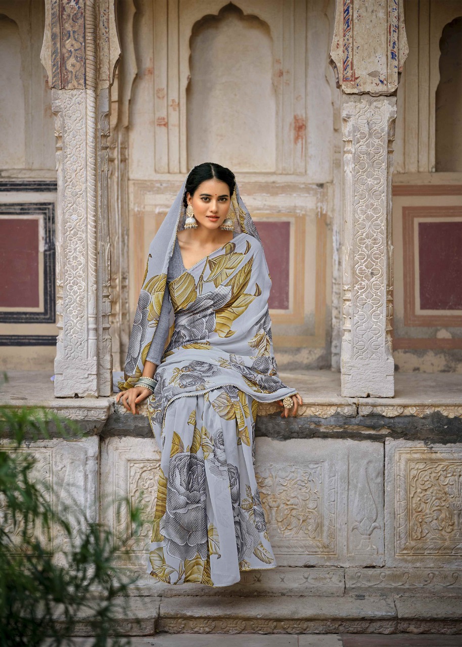 vallabhi print bright georgette attractive print saree catalog