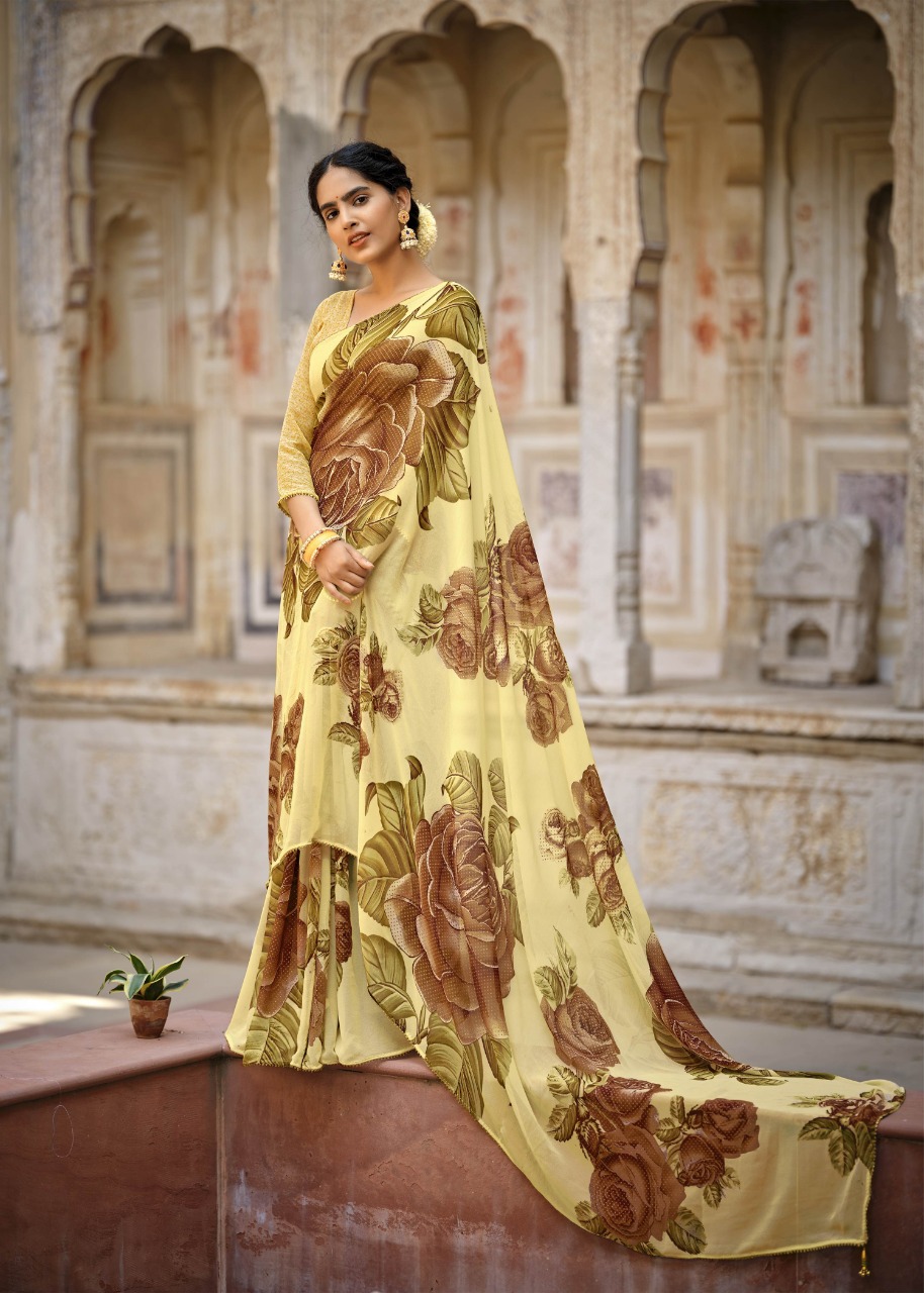 vallabhi print bright georgette attractive print saree catalog