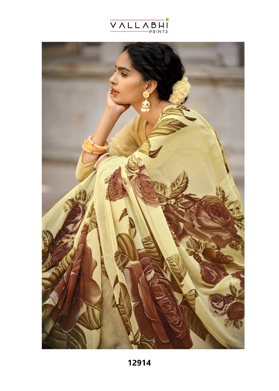 vallabhi print bright georgette attractive print saree catalog