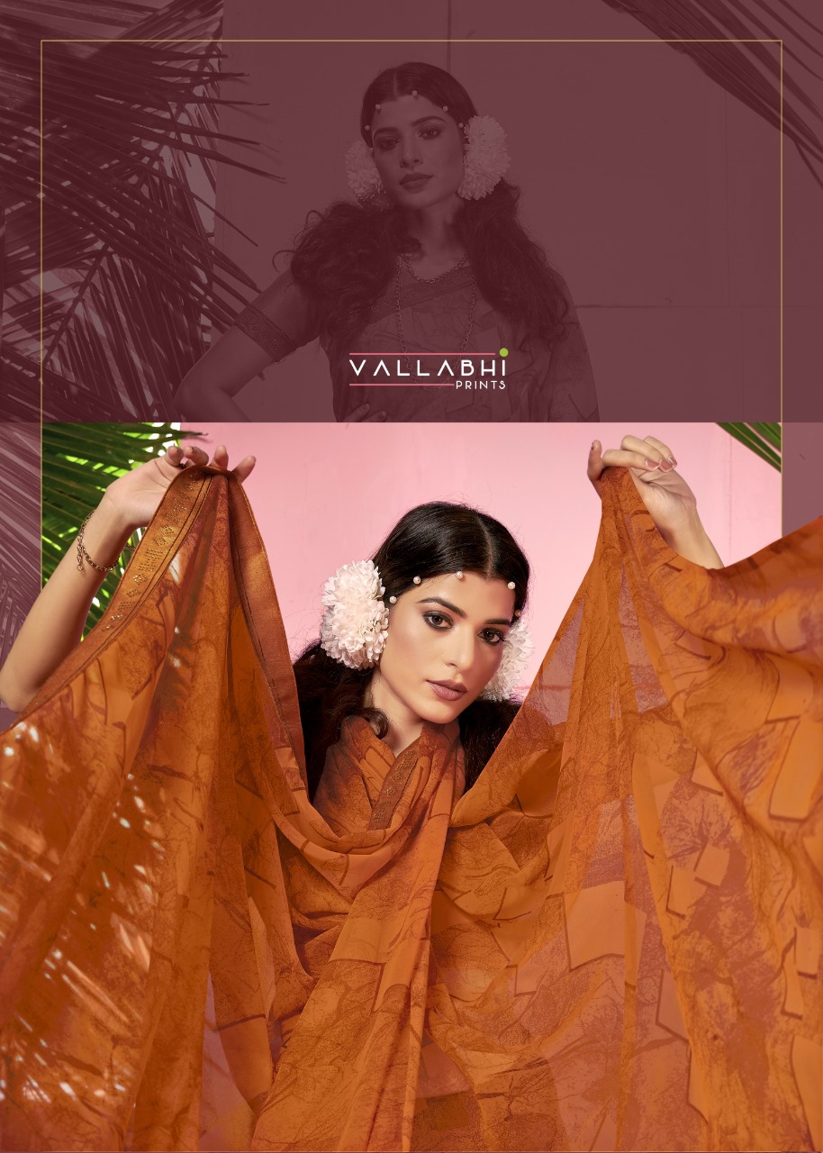 vallabhi print Honey georgette exclusive print saree catalog