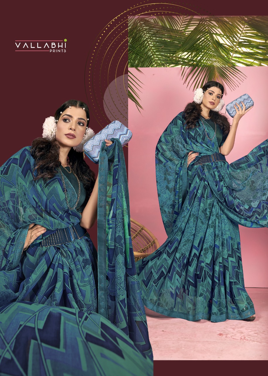 vallabhi print Honey georgette exclusive print saree catalog