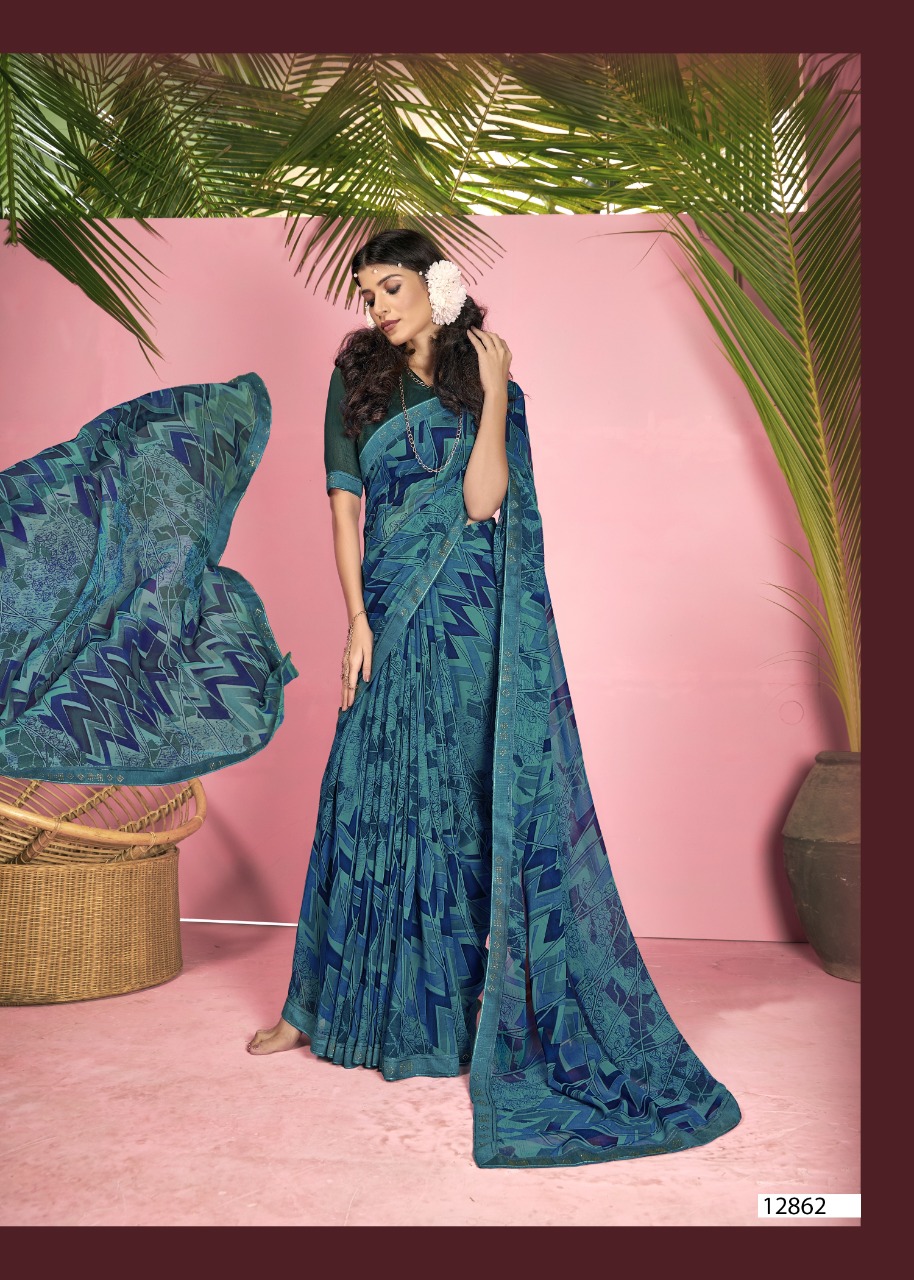 vallabhi print Honey georgette exclusive print saree catalog