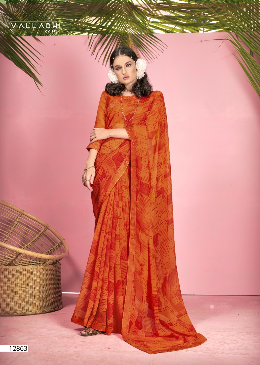 vallabhi print Honey georgette exclusive print saree catalog