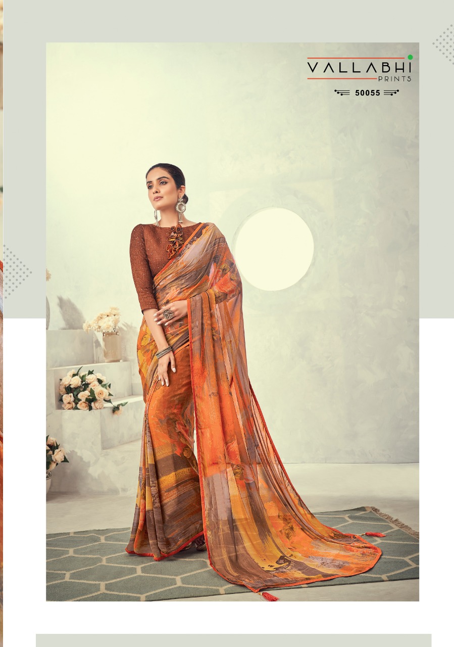 vallabhi print mojito weighless decent look saree catalog