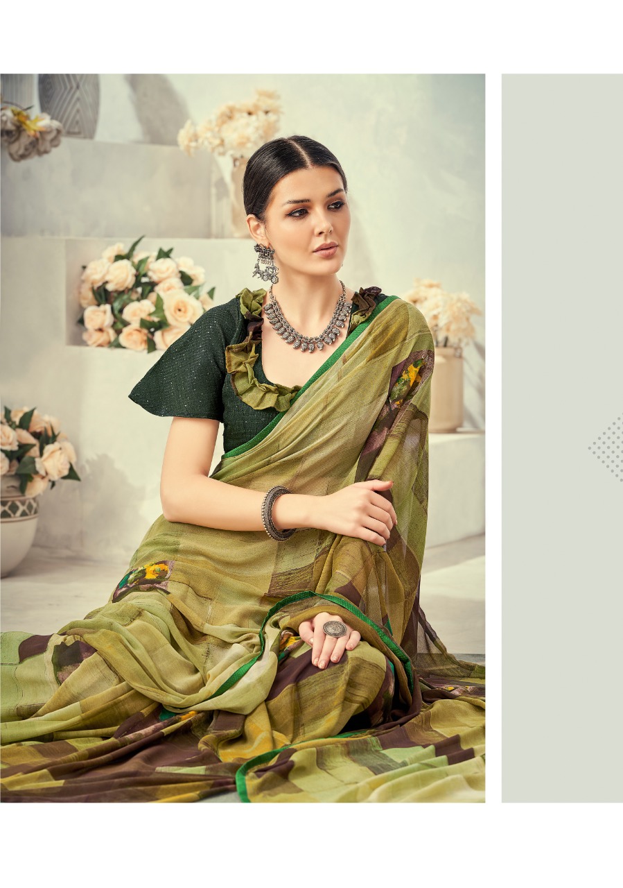 vallabhi print mojito weighless decent look saree catalog