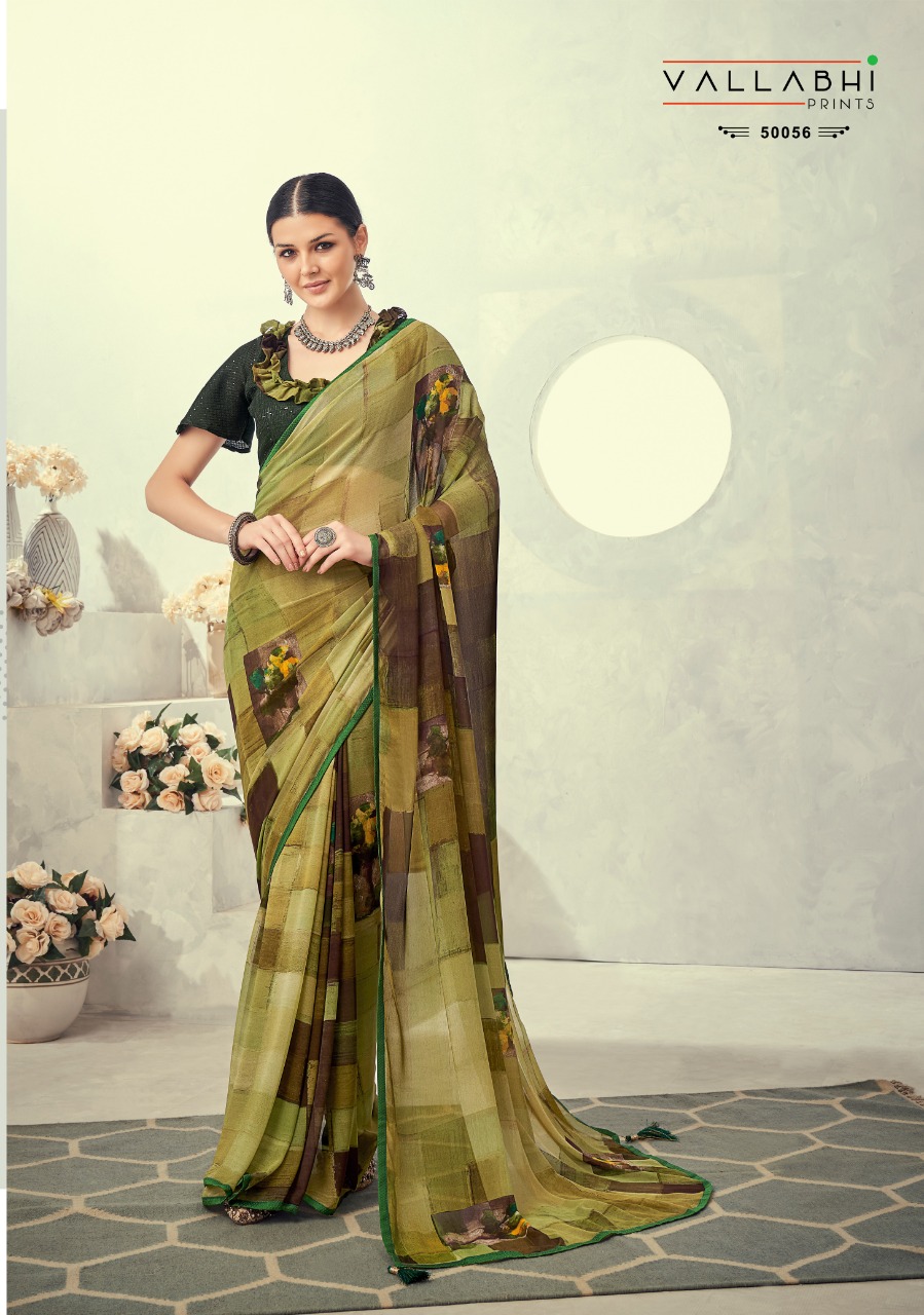 vallabhi print mojito weighless decent look saree catalog