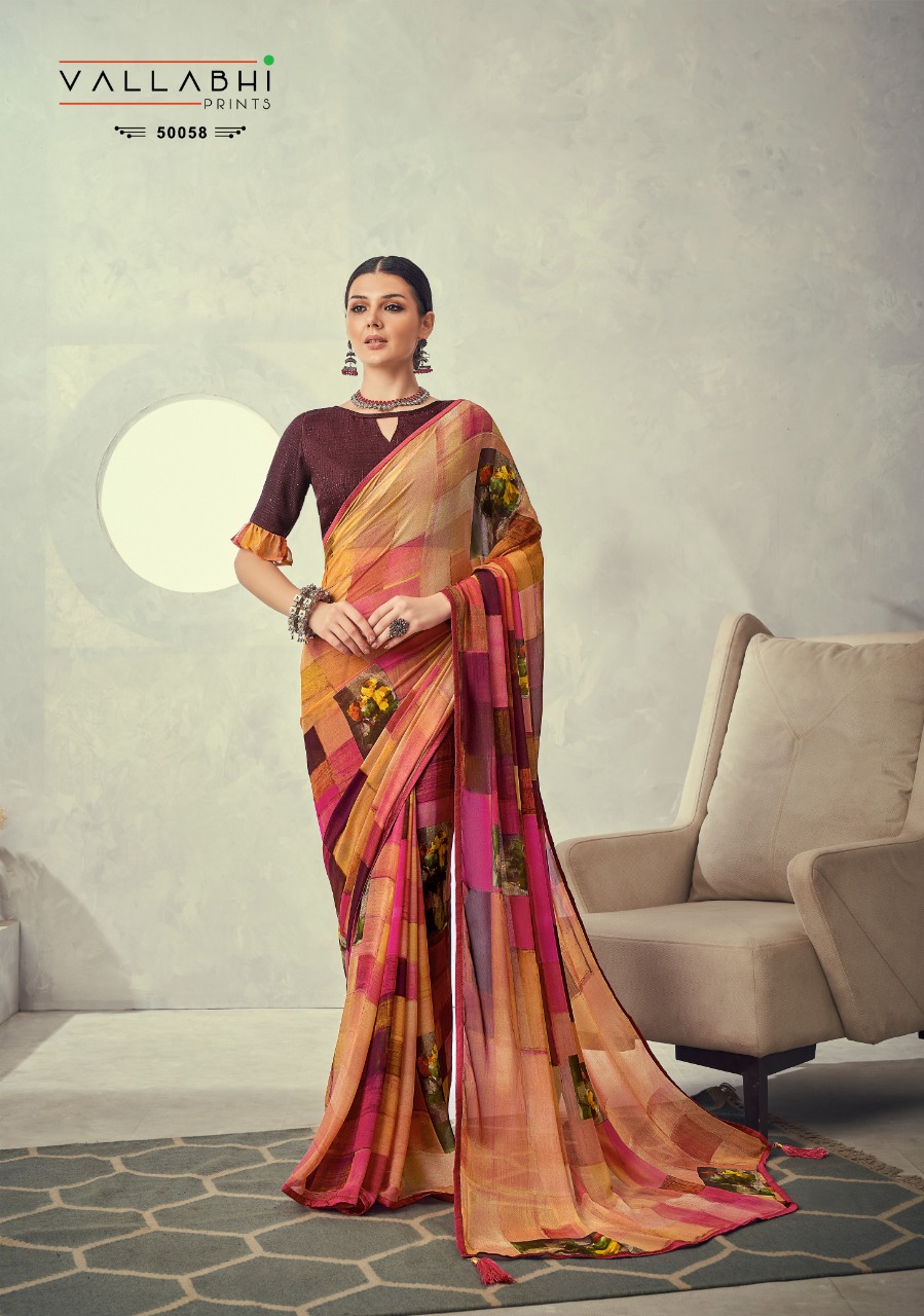 vallabhi print mojito weighless decent look saree catalog