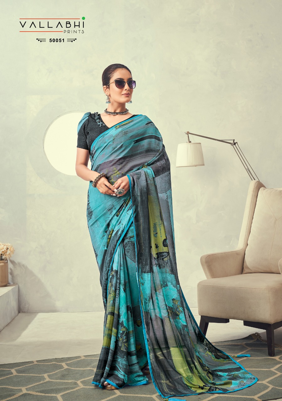 vallabhi print mojito weighless decent look saree catalog