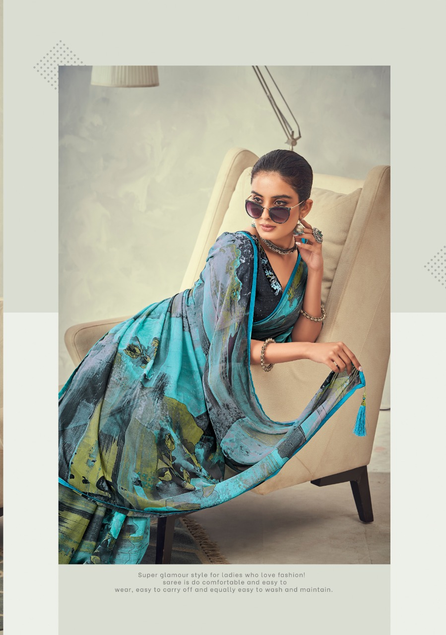 vallabhi print mojito weighless decent look saree catalog