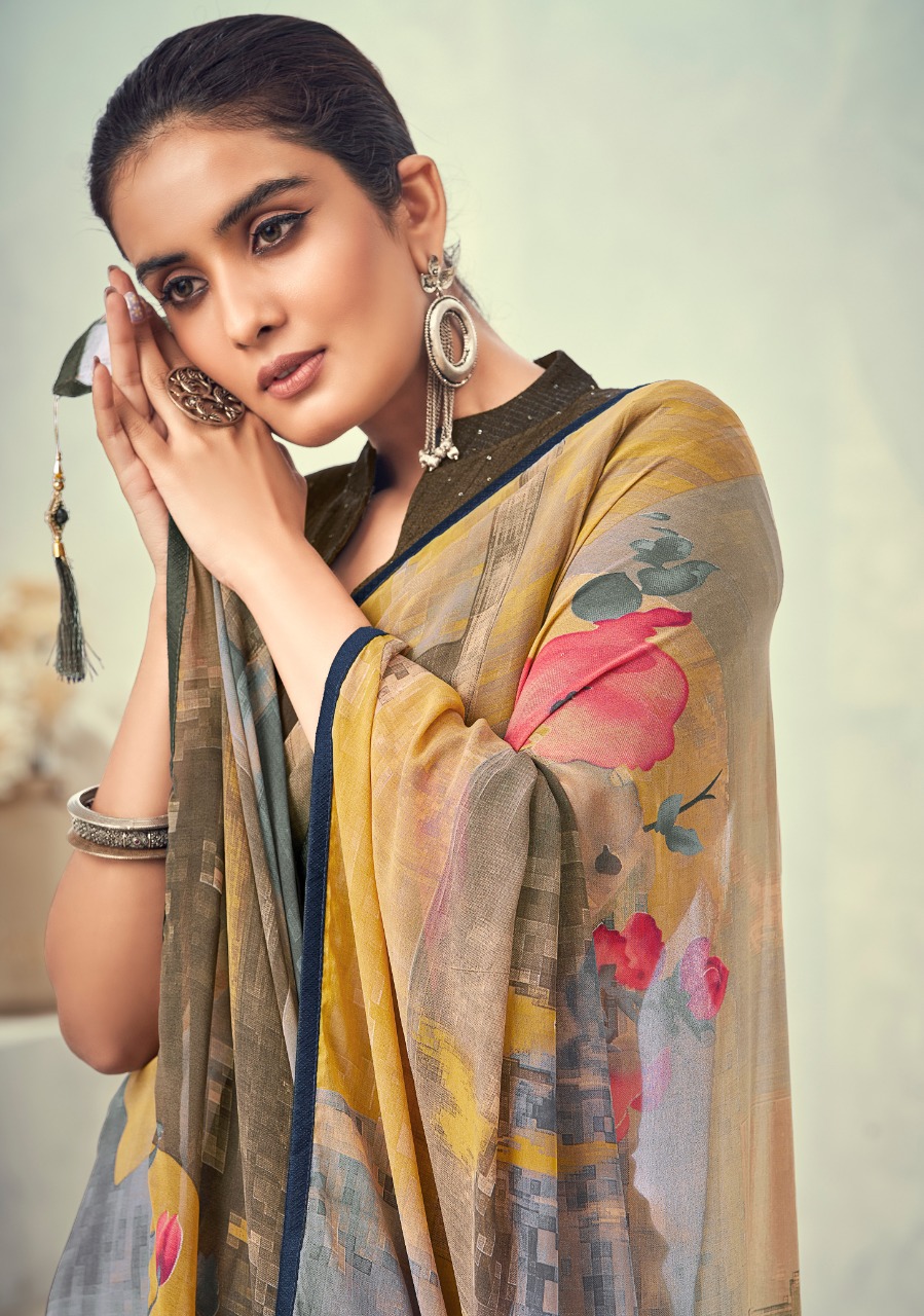 vallabhi print mojito weighless decent look saree catalog