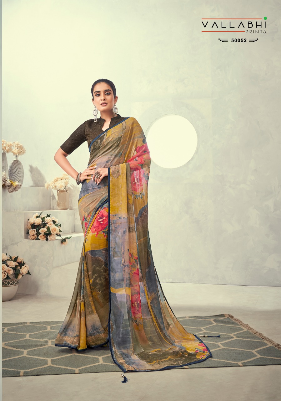 vallabhi print mojito weighless decent look saree catalog