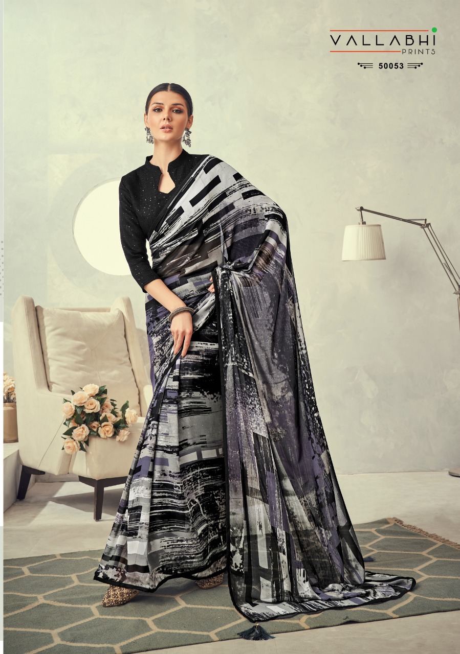 vallabhi print mojito weighless decent look saree catalog