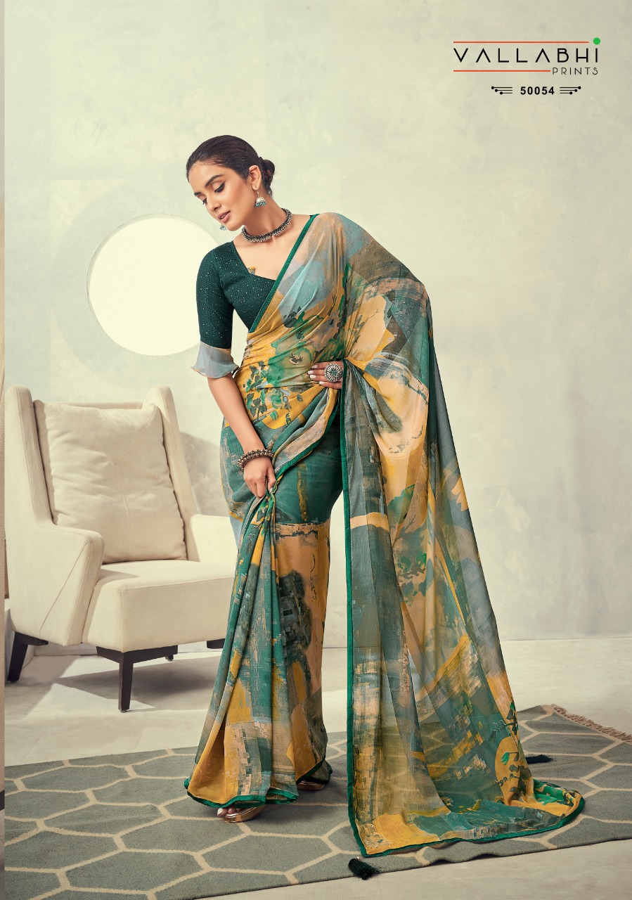 vallabhi print mojito weighless decent look saree catalog