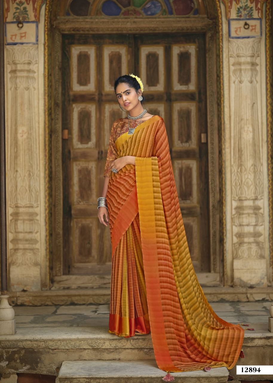 vallabhi print ruple chiffon elegant saree catalog