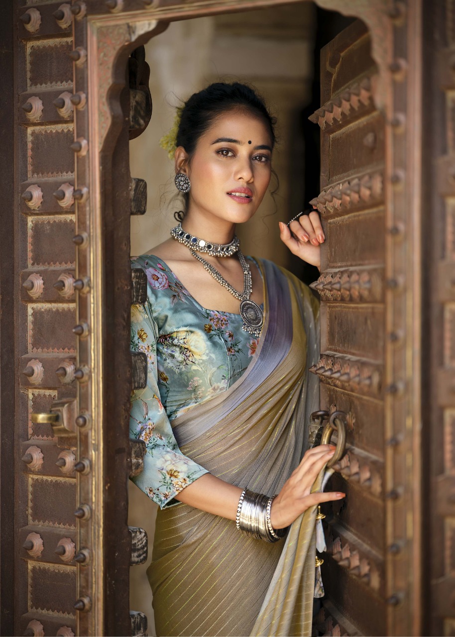 vallabhi print ruple chiffon elegant saree catalog