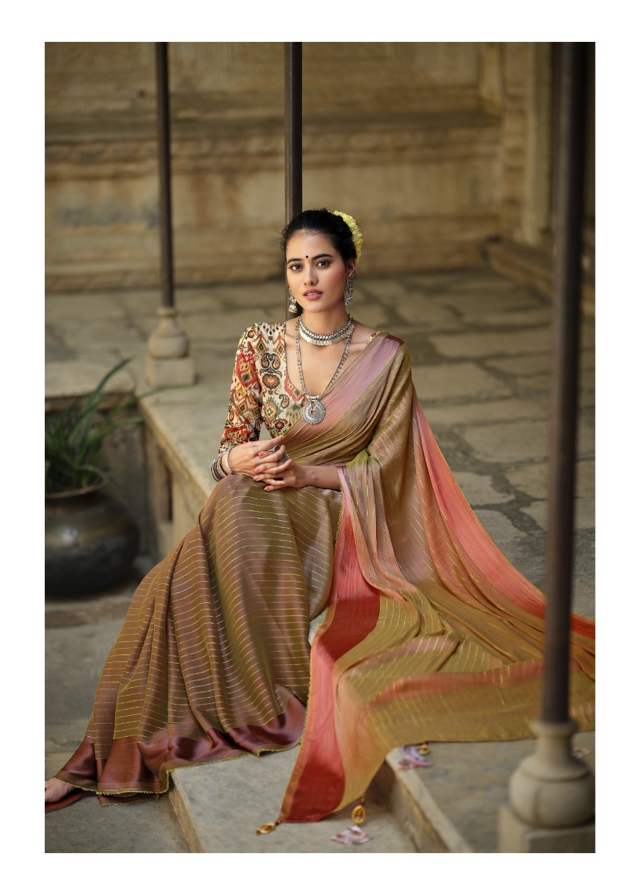 vallabhi print ruple chiffon elegant saree catalog