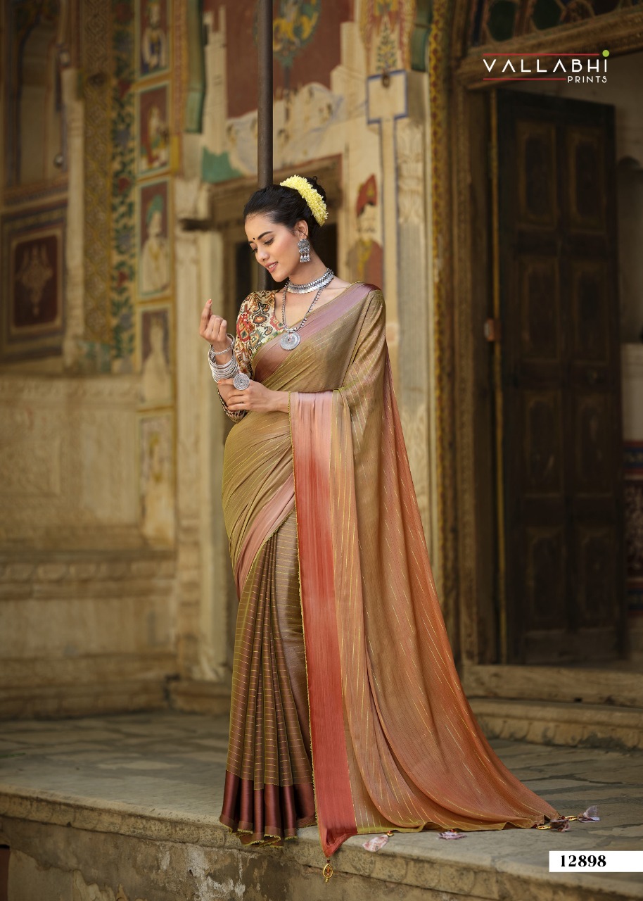 vallabhi print ruple chiffon elegant saree catalog