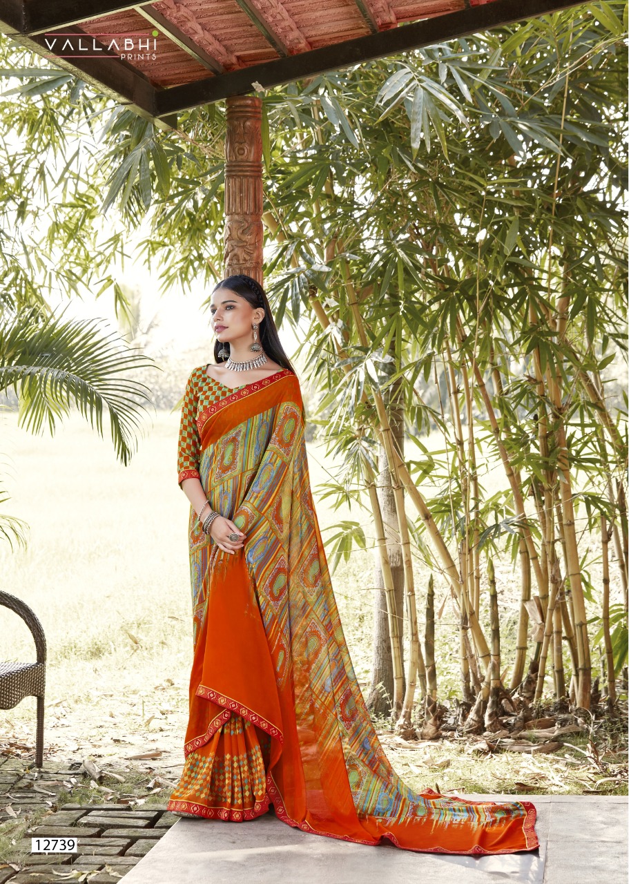 vallabhi print Sundarvan georgette attractive print saree catalog