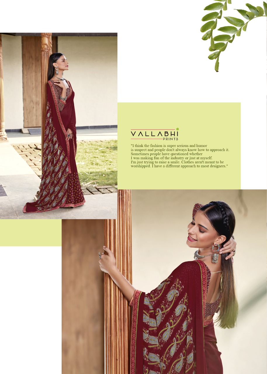 vallabhi print Sundarvan georgette attractive print saree catalog