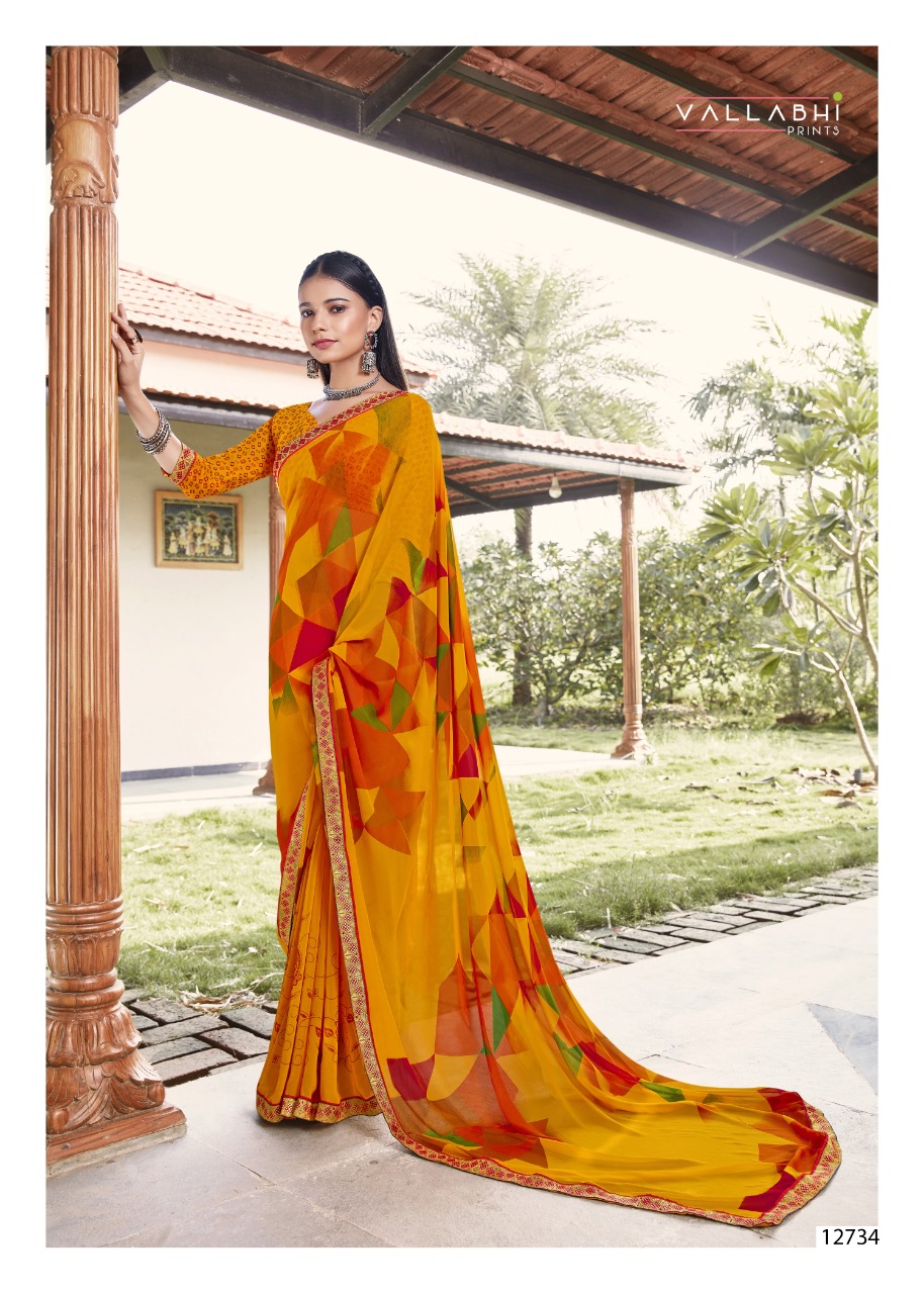 vallabhi print Sundarvan georgette attractive print saree catalog