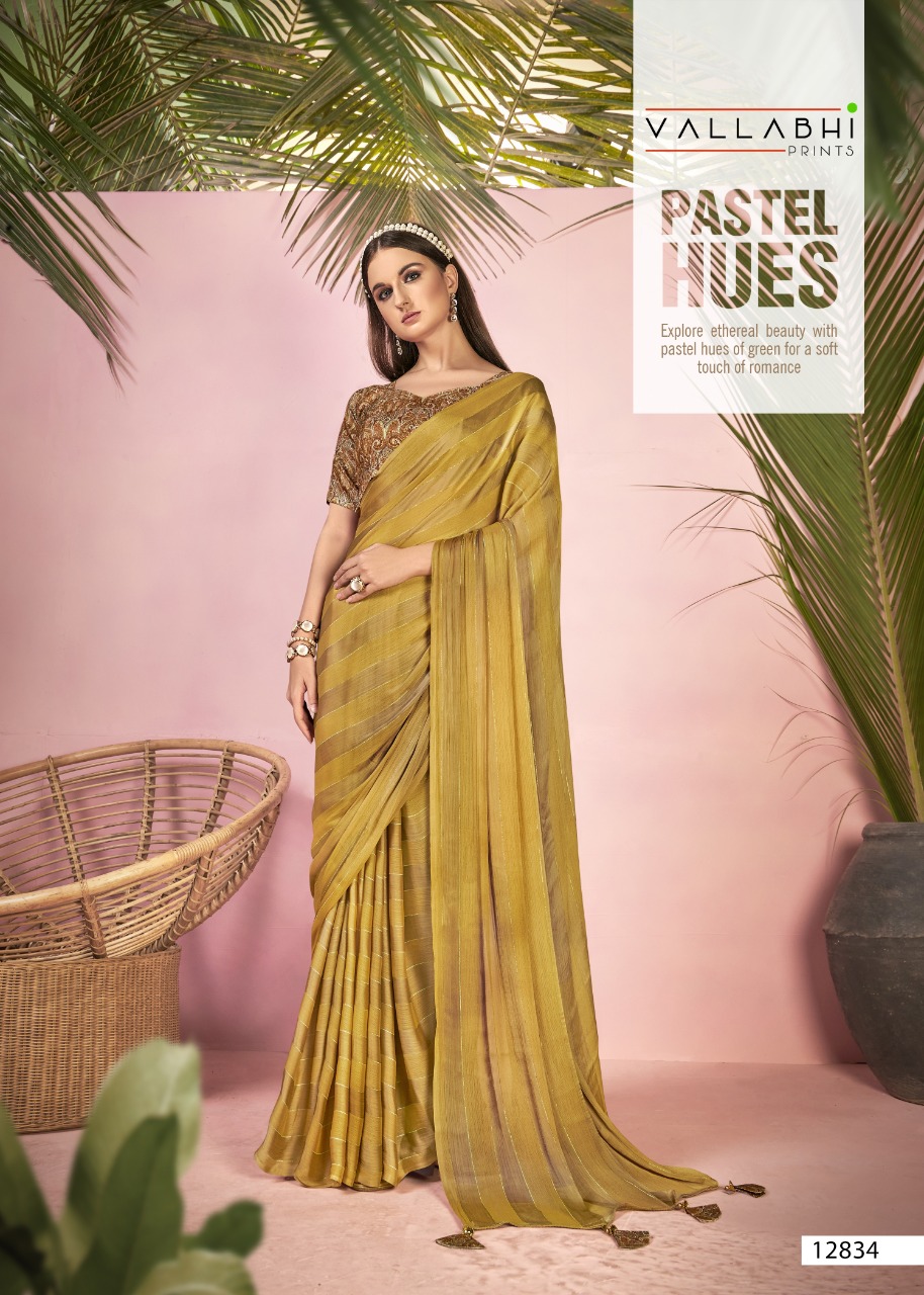 vallabhi print surili chiffon exclusive print saree catalog