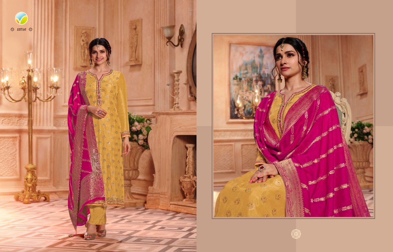 vinay fashion kaseesh zardosi hitlist dola jaquard georgette regal look salwar suit catalog